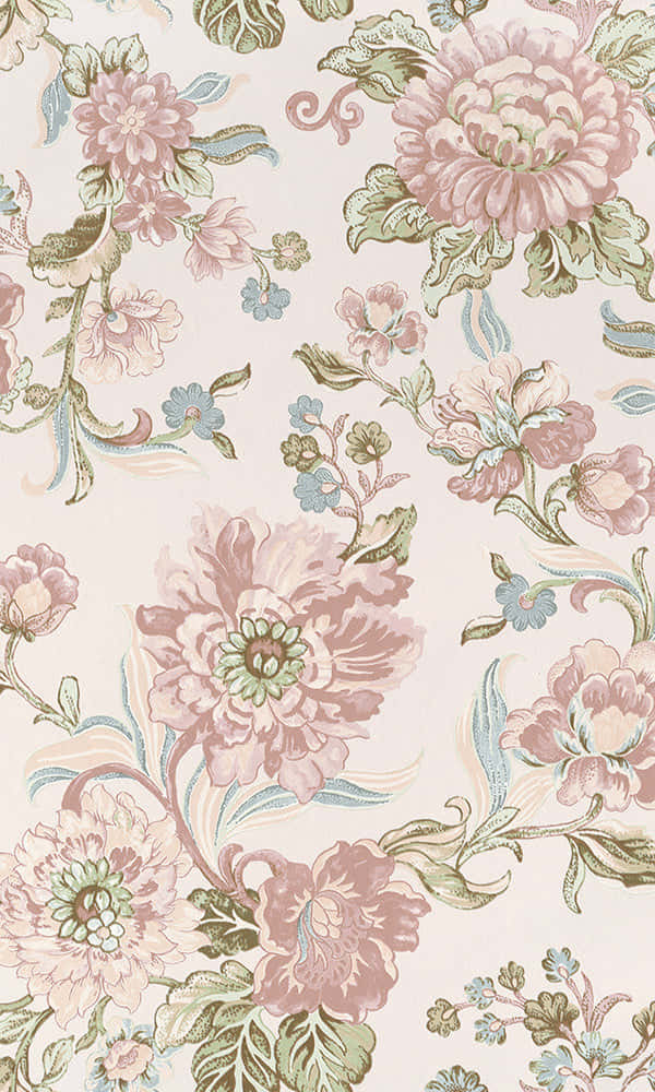 A Pink And Blue Floral Wallpaper Wallpaper