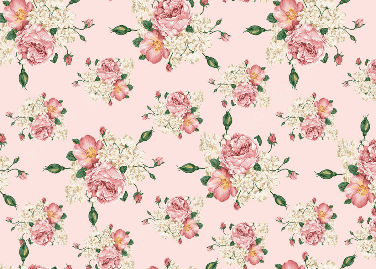 Pink White Floral Design Wallpaper
