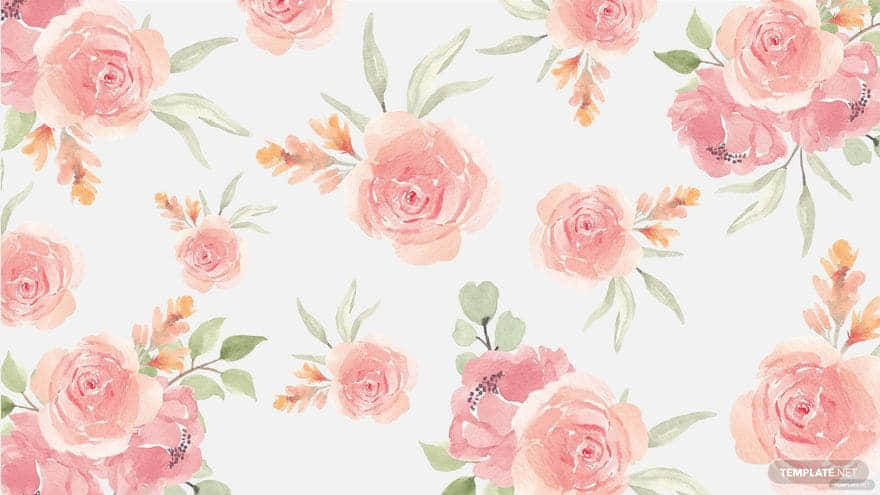 Pink Floral With Green Leaves Wallpaper