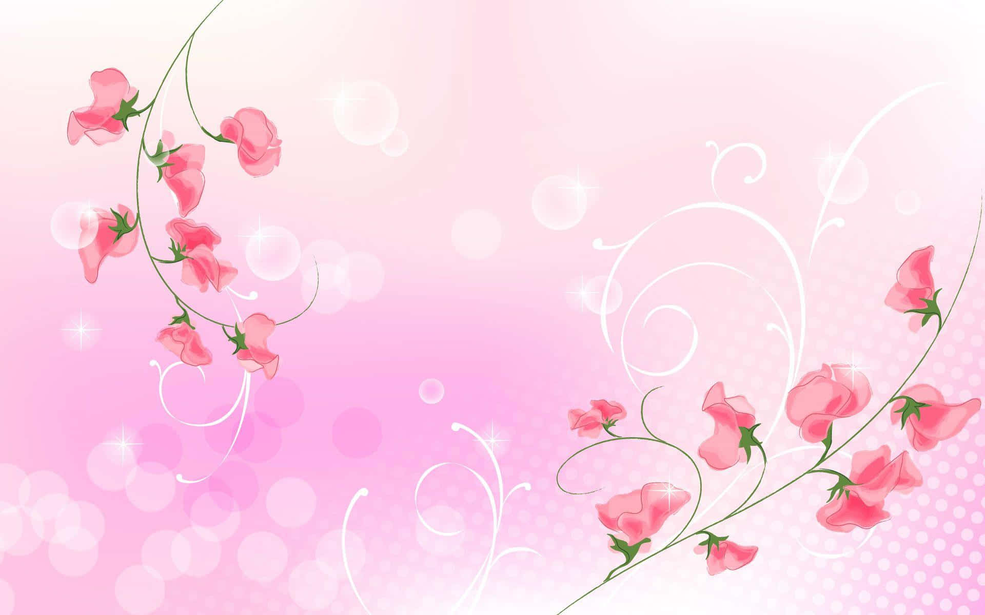 Einzartes Rosa Blumenmuster Als Hintergrund, Perfekt Um Jede Wand Zu Akzentuieren.