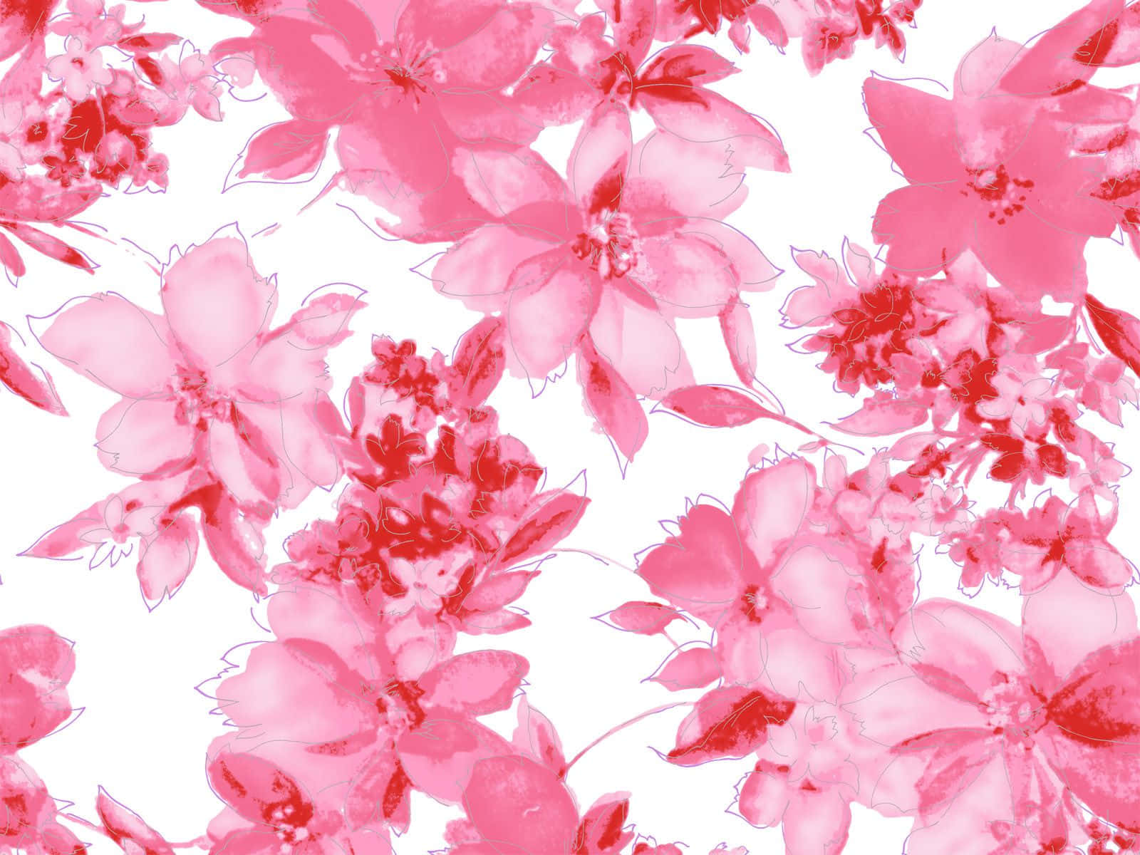 Pinkblomstermønster På Hvid Baggrund.