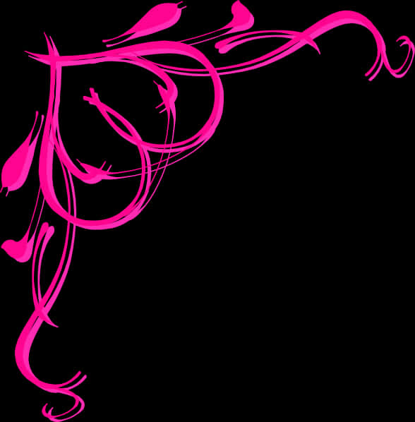 Pink Floral Birds Graphic Border PNG