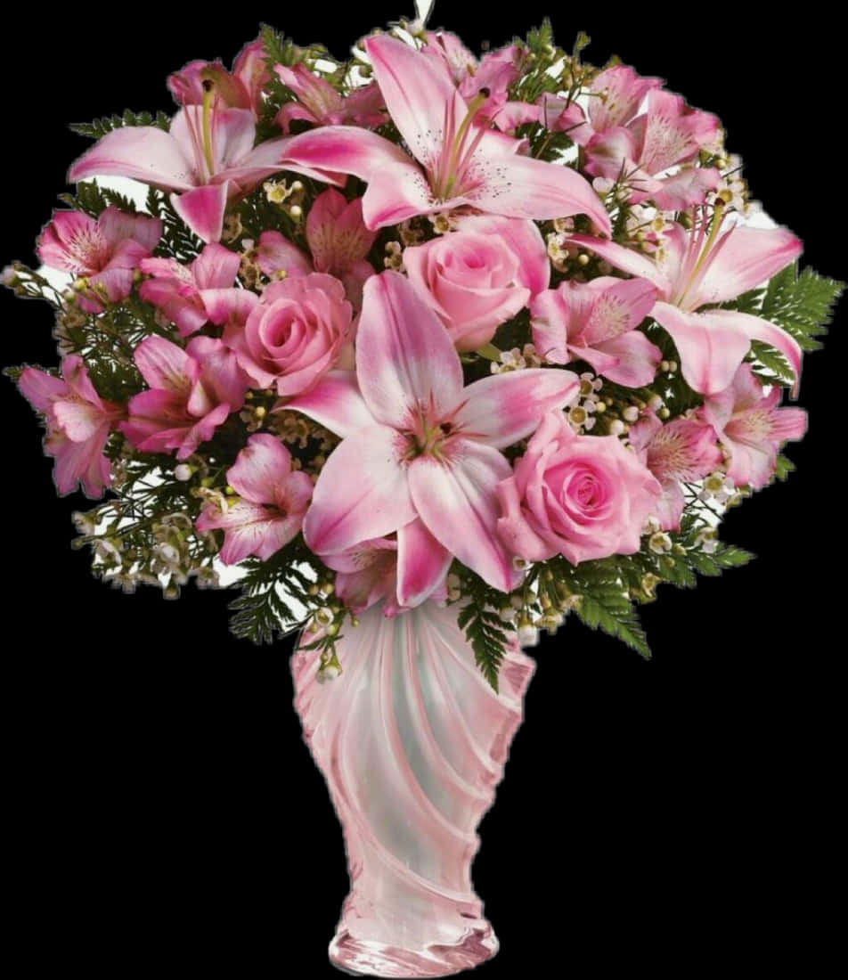Pink_ Floral_ Bouquet_in_ Vase PNG