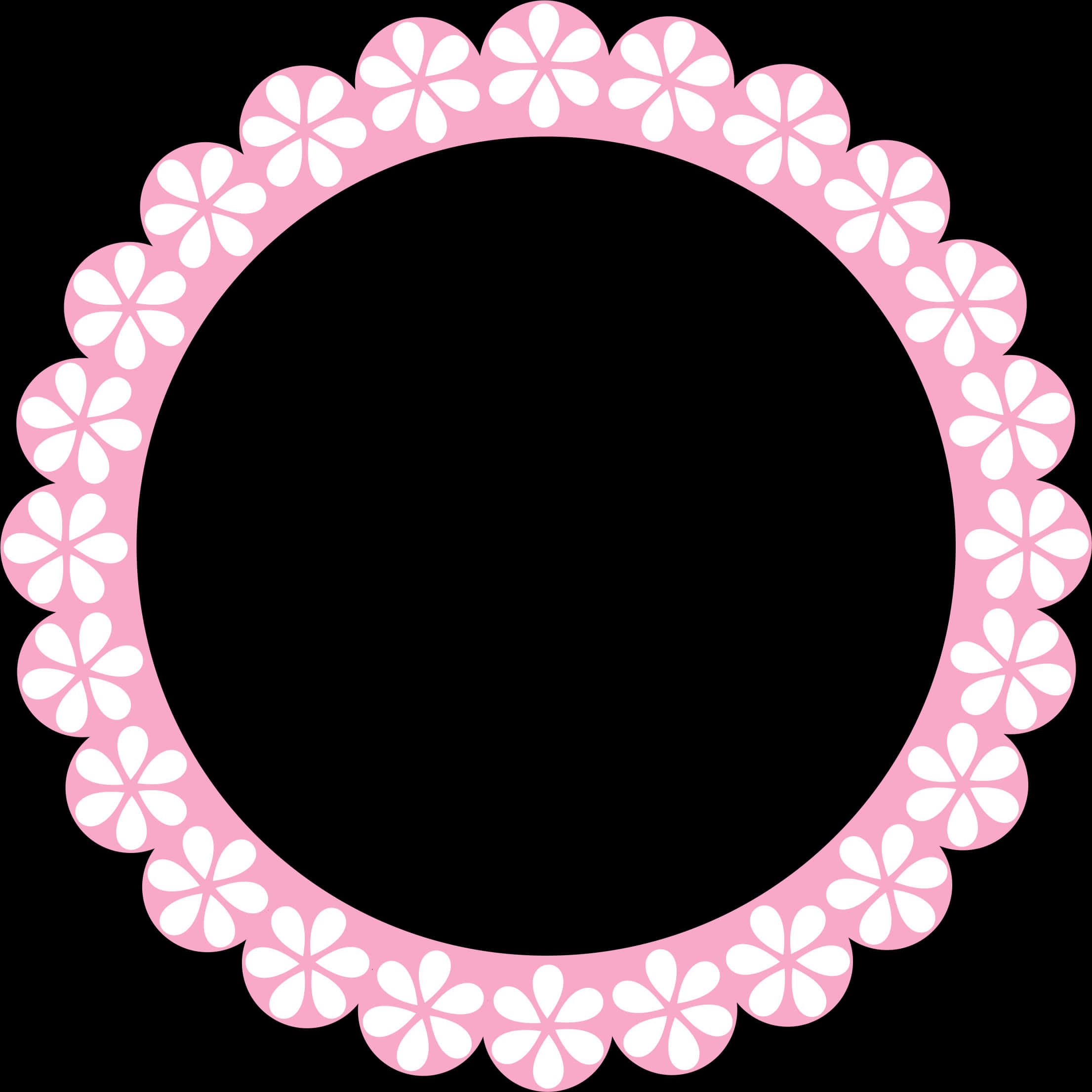 Pink Floral Circle Frame PNG