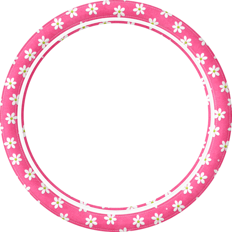 Pink Floral Circle Frame PNG