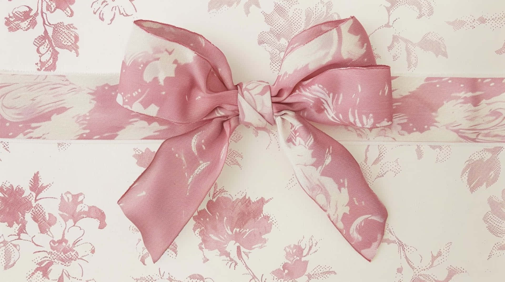 Pink Floral Coquette Bow Wallpaper
