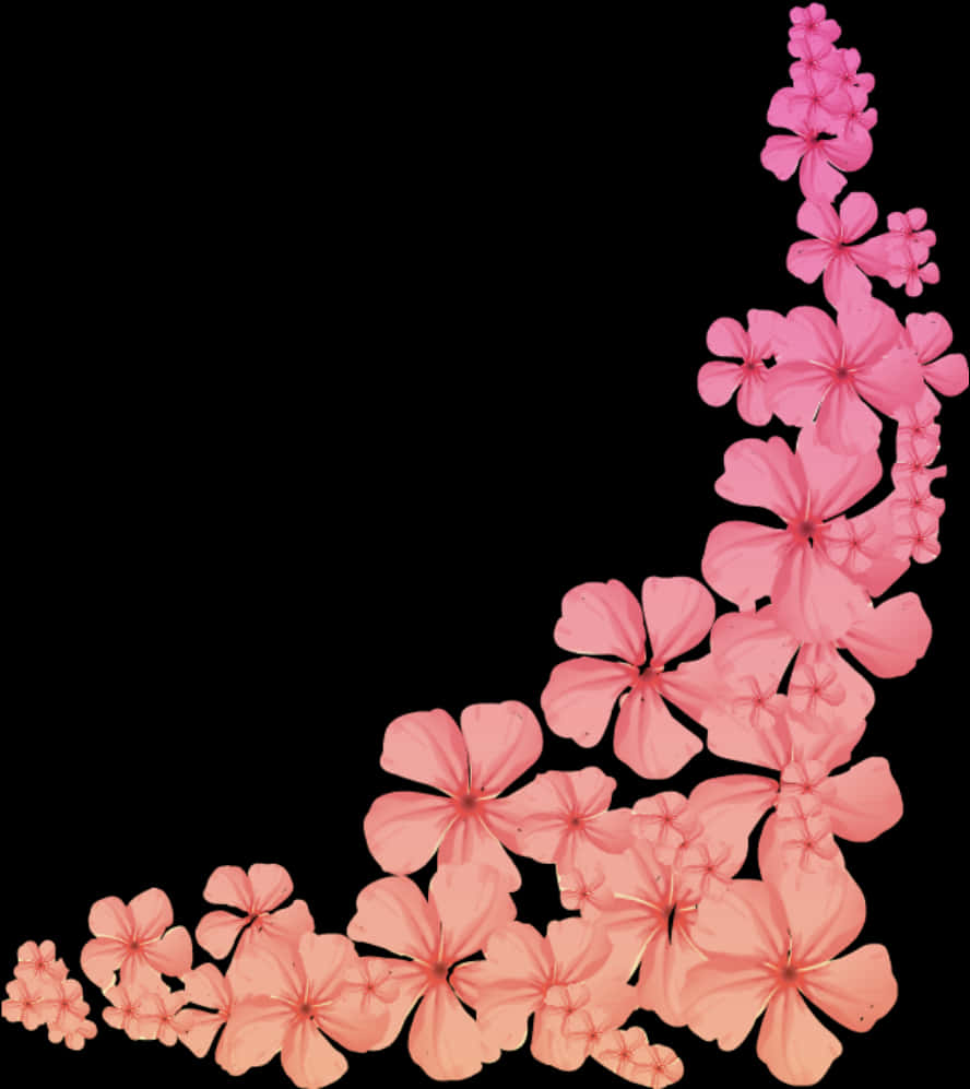 Pink Floral Corner Design PNG