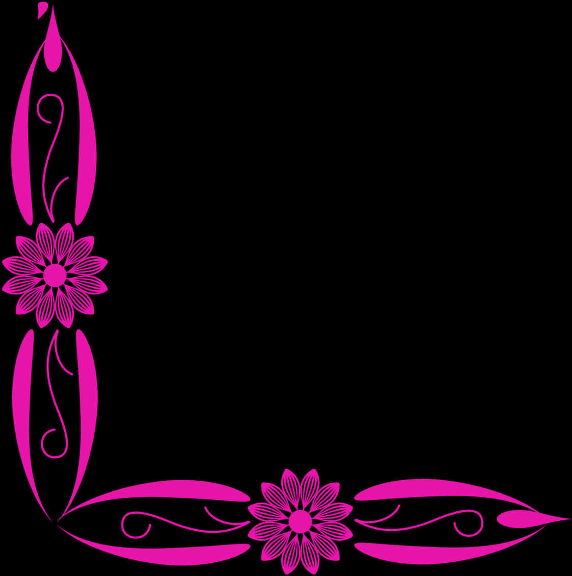 Pink Floral Corner Design PNG