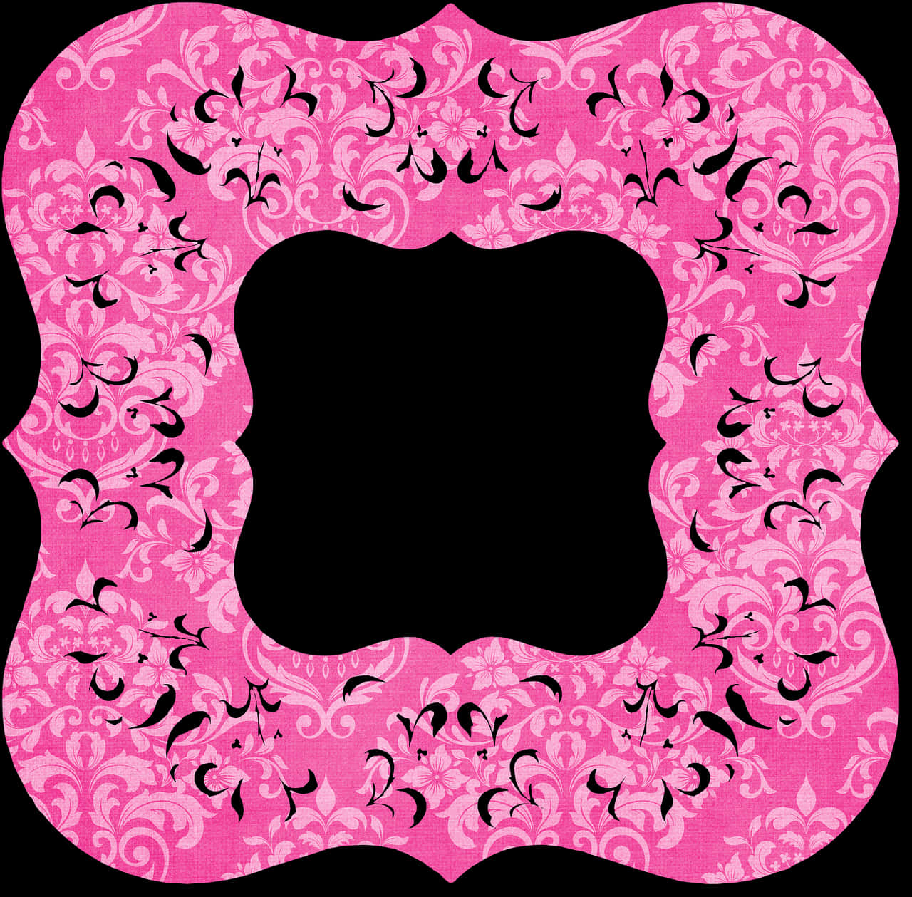 Pink Floral Frame Design PNG