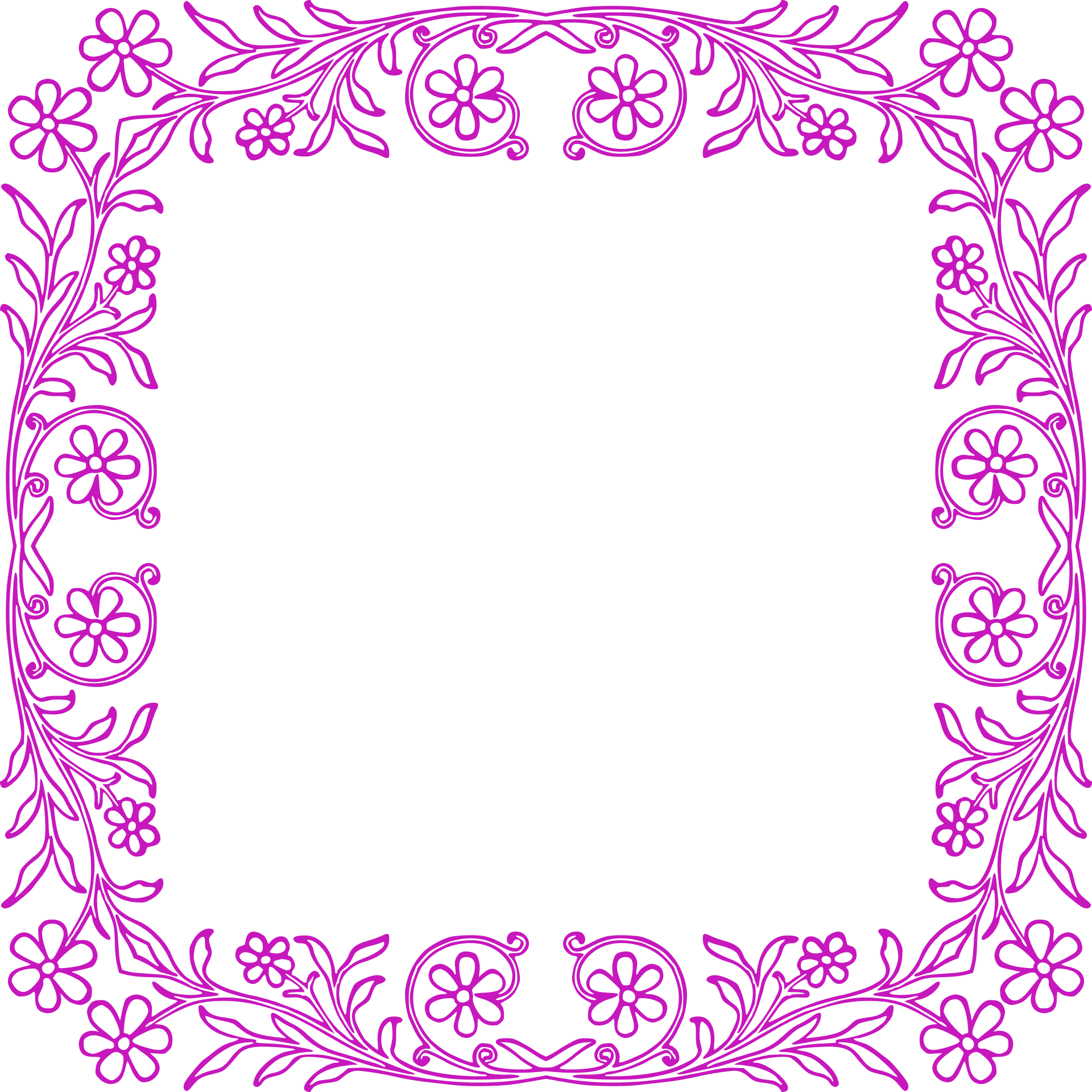 Pink Floral Frameon Blue Background PNG