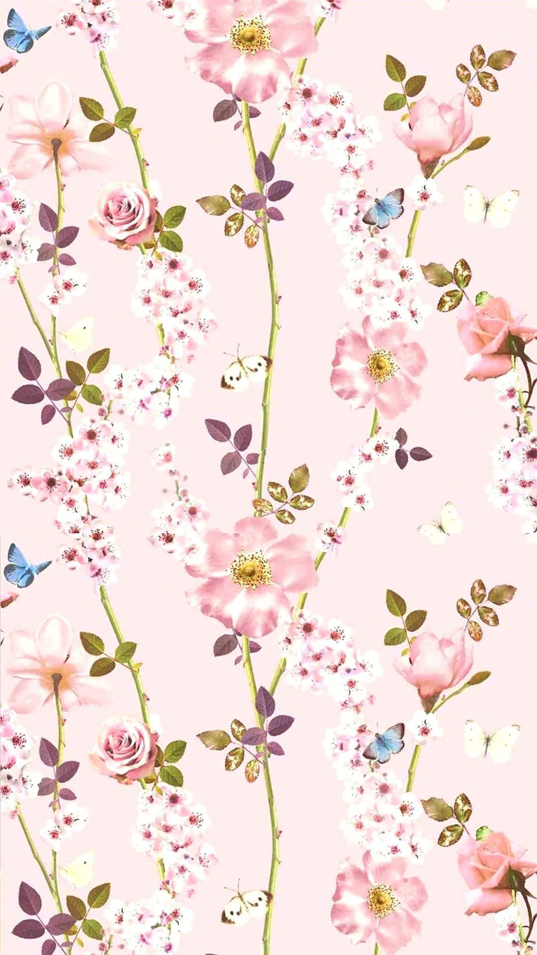Pink Floral Colorful Design Wallpaper