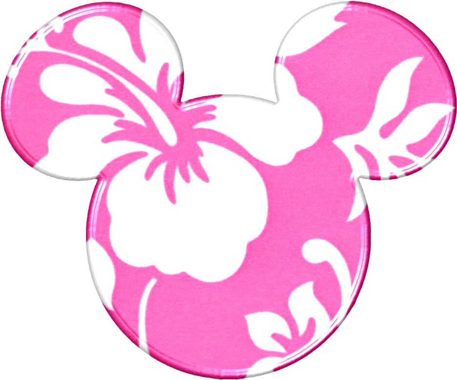 Pink Floral Mickey Mouse Ears PNG