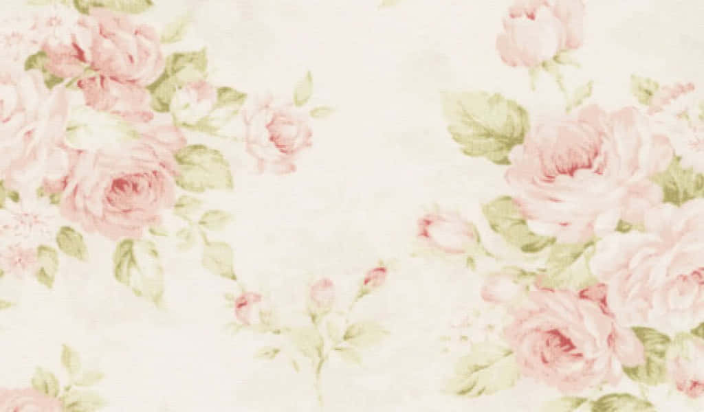 Pink Green Floral Design Wallpaper