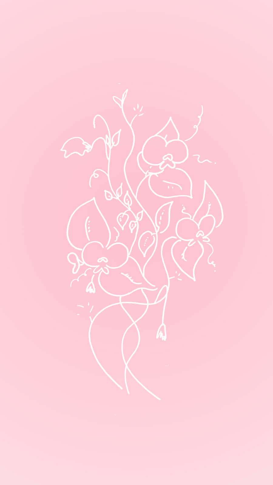 Pink Floral Sketch Artwork Wallpaper