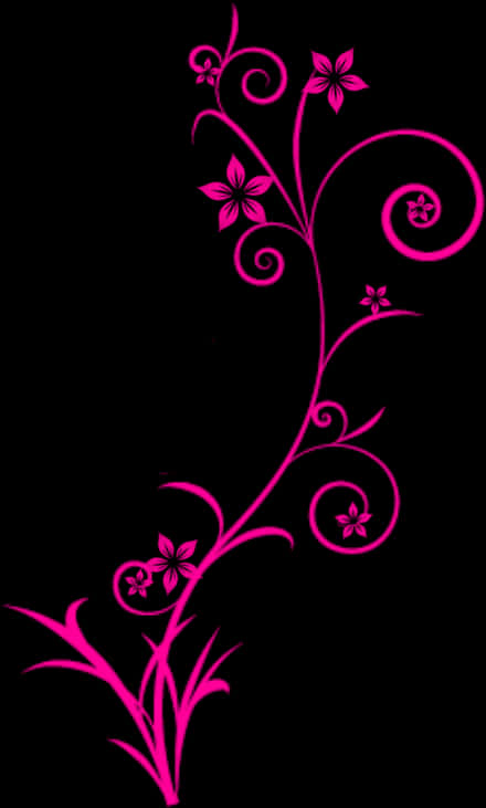 Pink Floral Swirl Design PNG