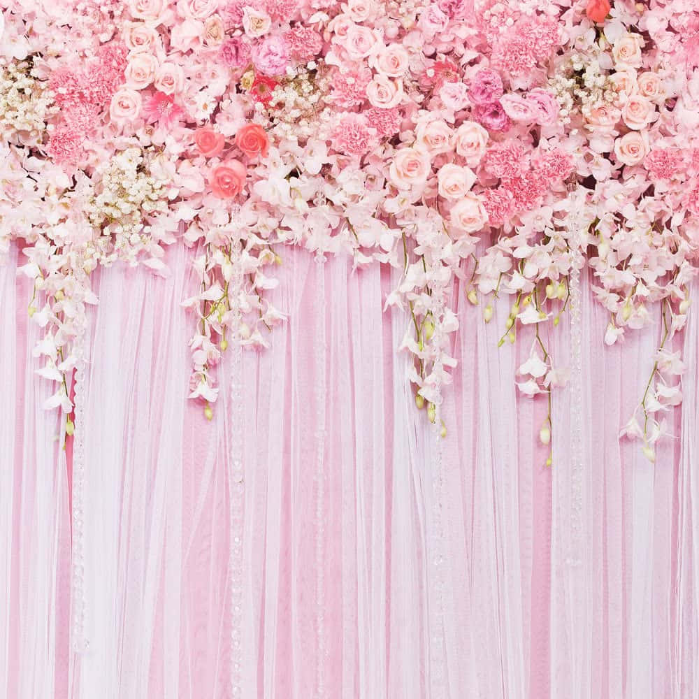 Pink Floral Backdrop With Pink Flowers