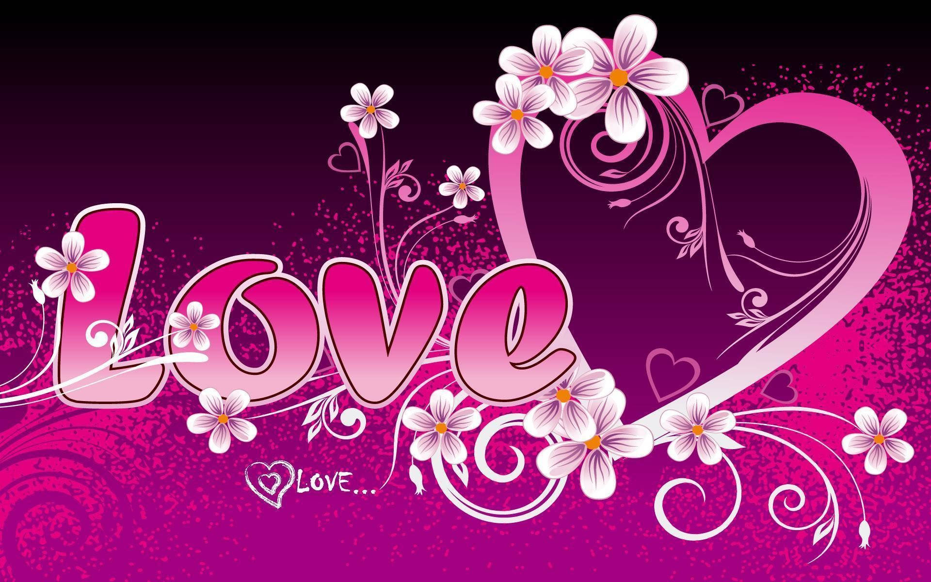Pink Flower Heart Love Computer Wallpaper