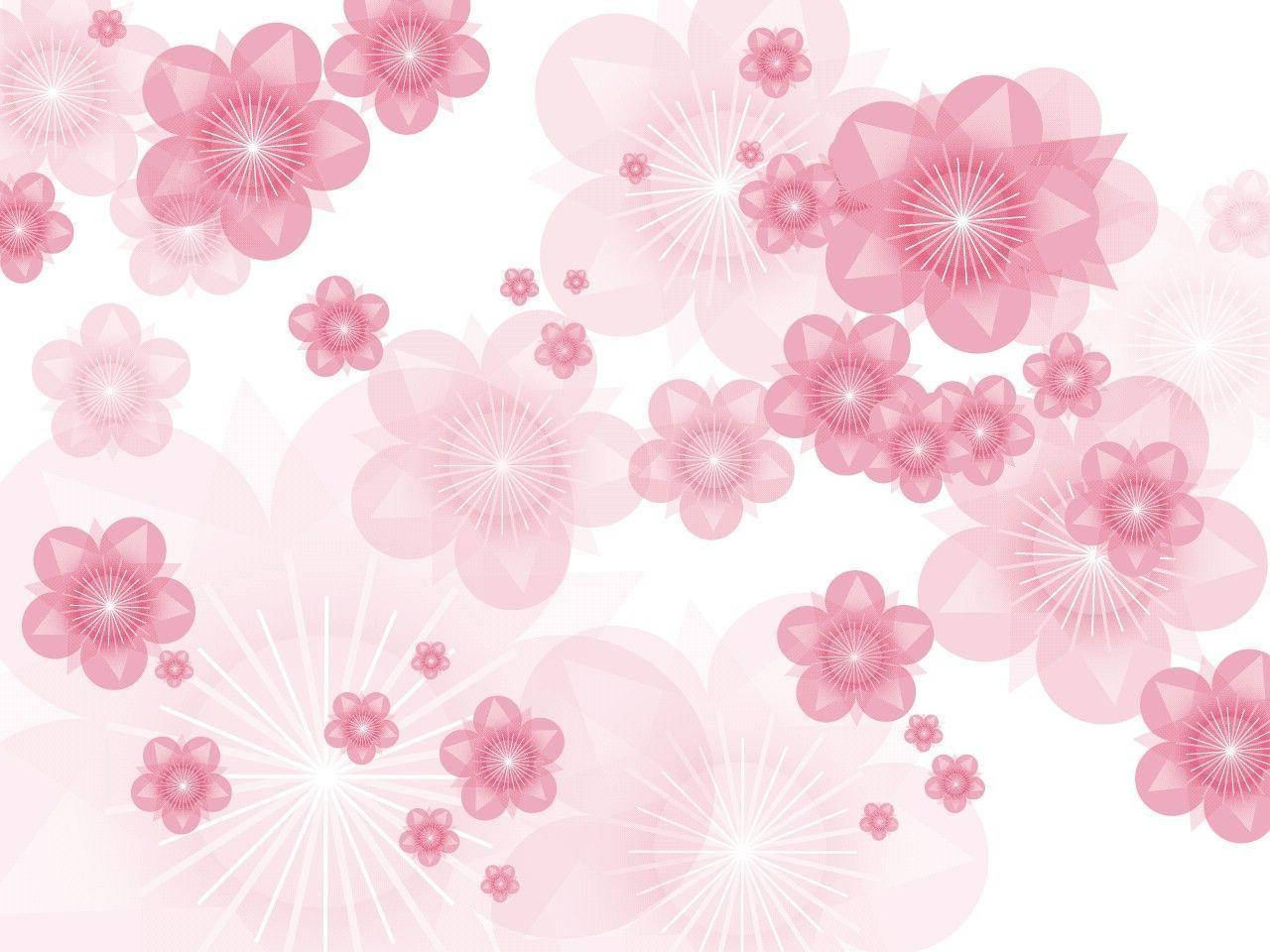 Blossoming Pink Flower on Illustrated White Background Wallpaper