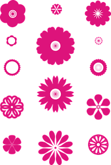Pink_ Flower_ Patterns_on_ Black_ Background PNG