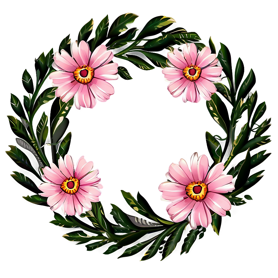 Pink Flower Wreath Png 05242024 PNG