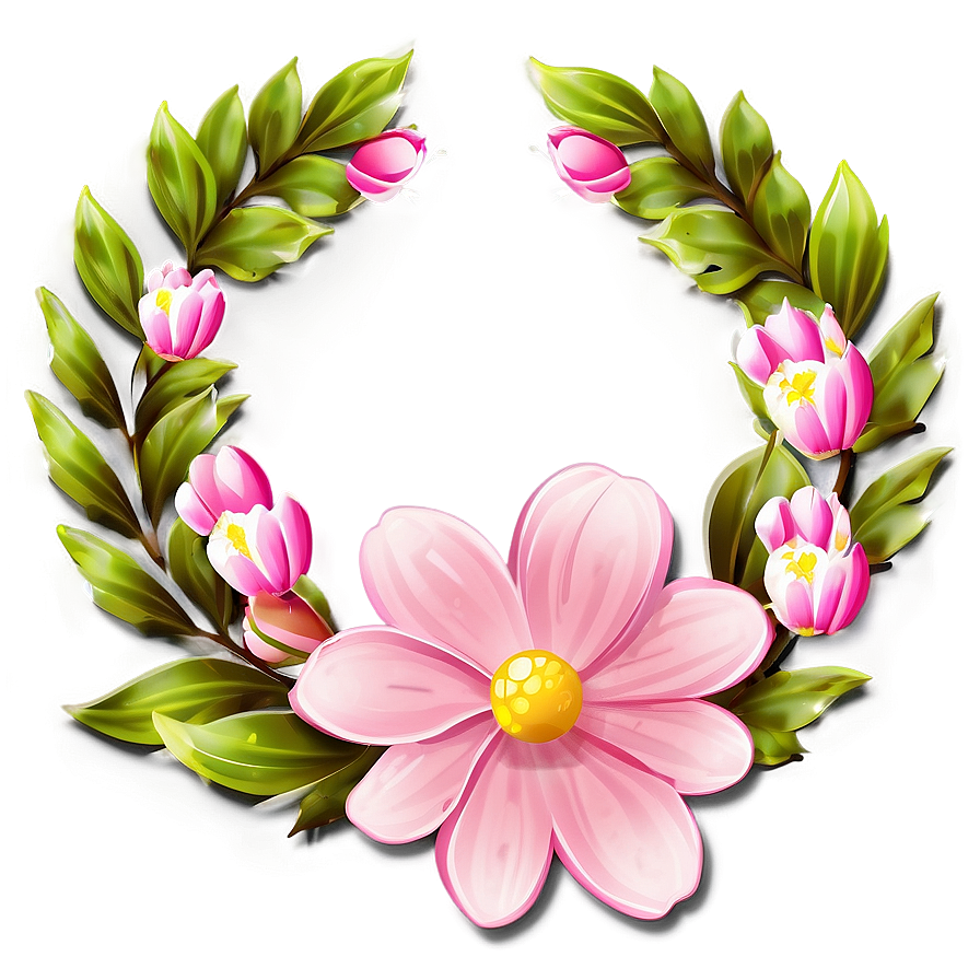 Pink Flower Wreath Png Foe PNG