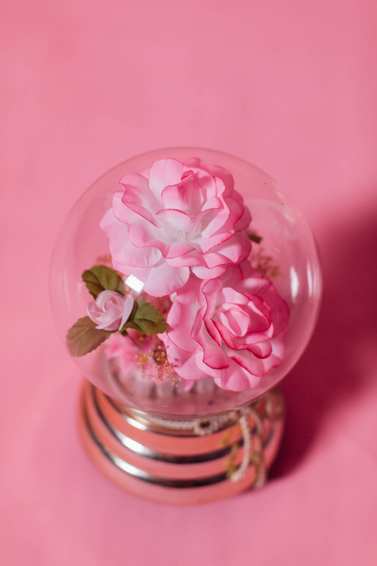 Rosa Blomster Æstetisk Inde Glaskugle Wallpaper