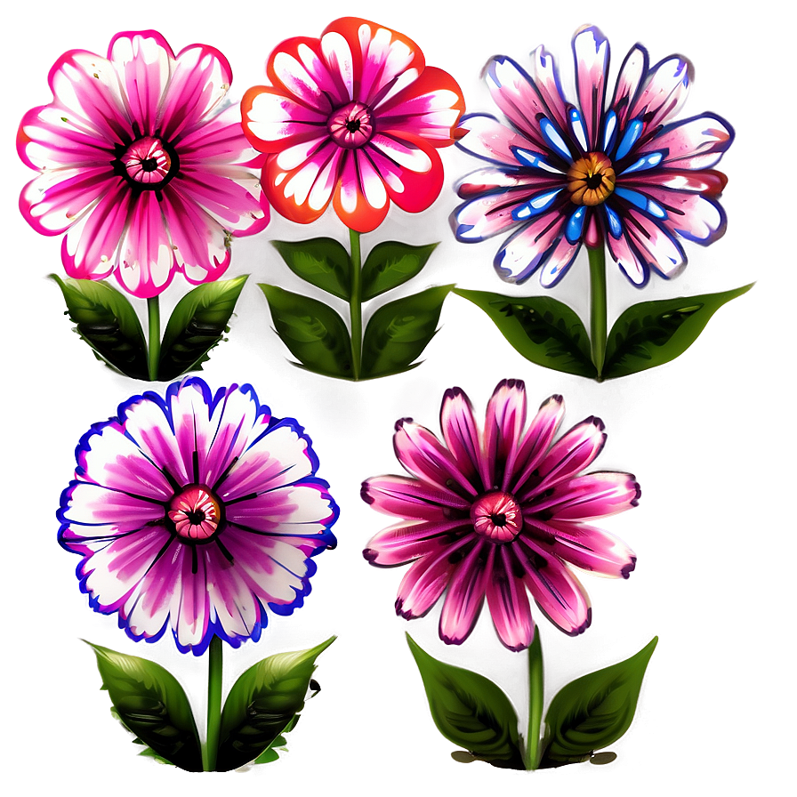 Pink Flowers Art Png Mii62 PNG