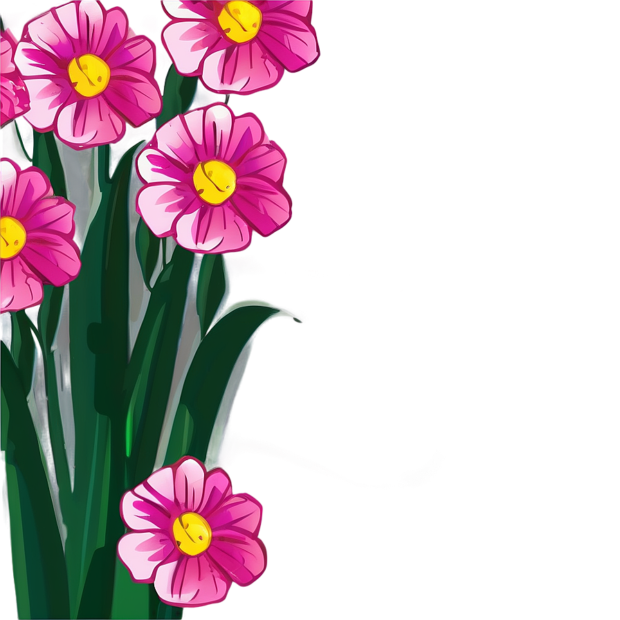 Pink Flowers Cartoon Png 05242024 PNG