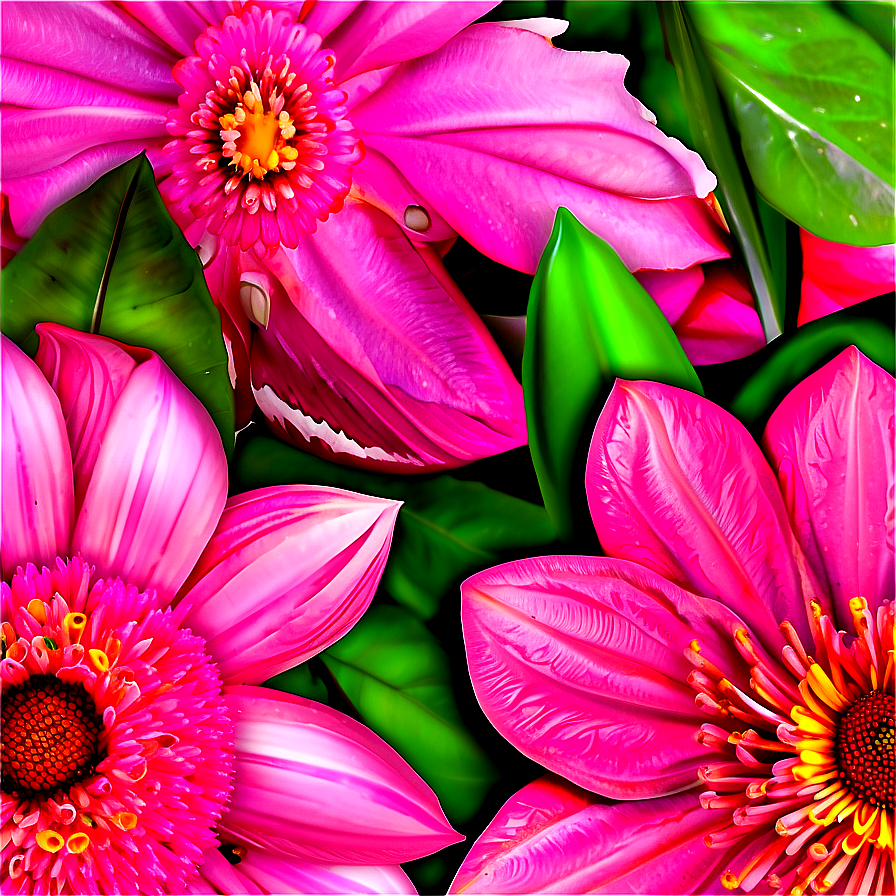 Pink Flowers Design Png Jyn PNG