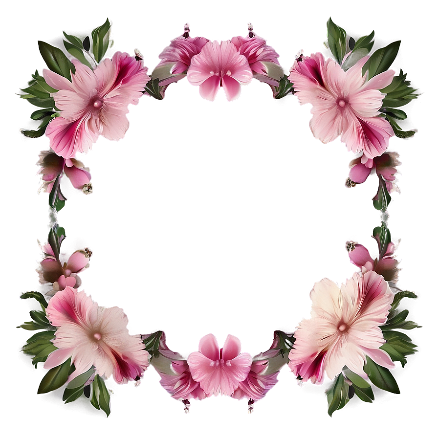 Pink Flowers Frame Png 05242024 PNG