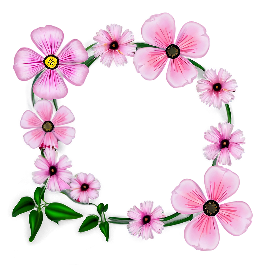 Pink Flowers Frame Png Mjn PNG