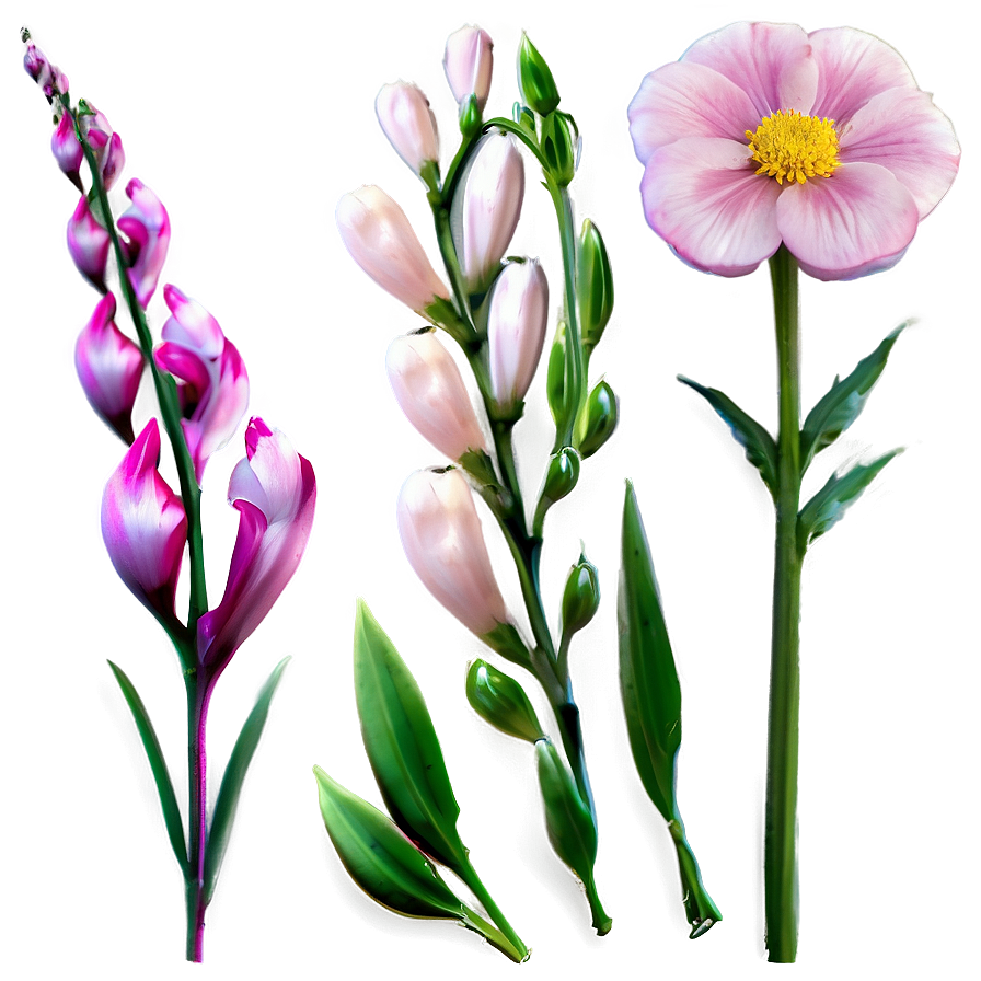 Pink Flowers Isolated Png Vhf PNG