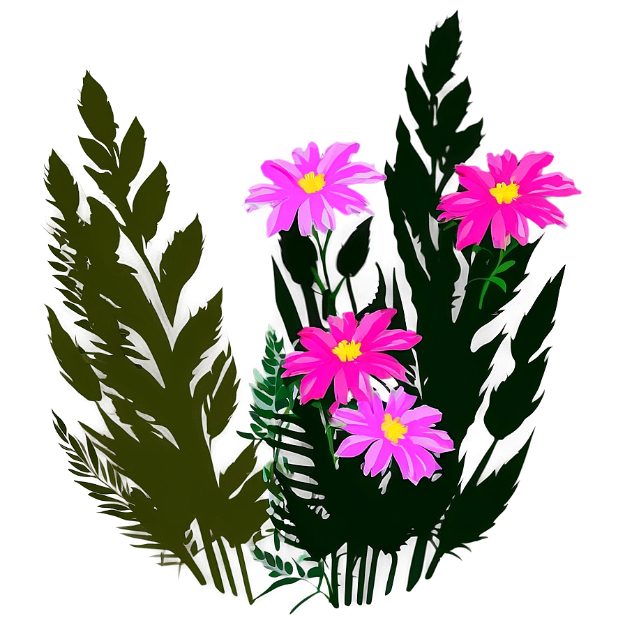 Pink Flowers Silhouette Png 05242024 PNG