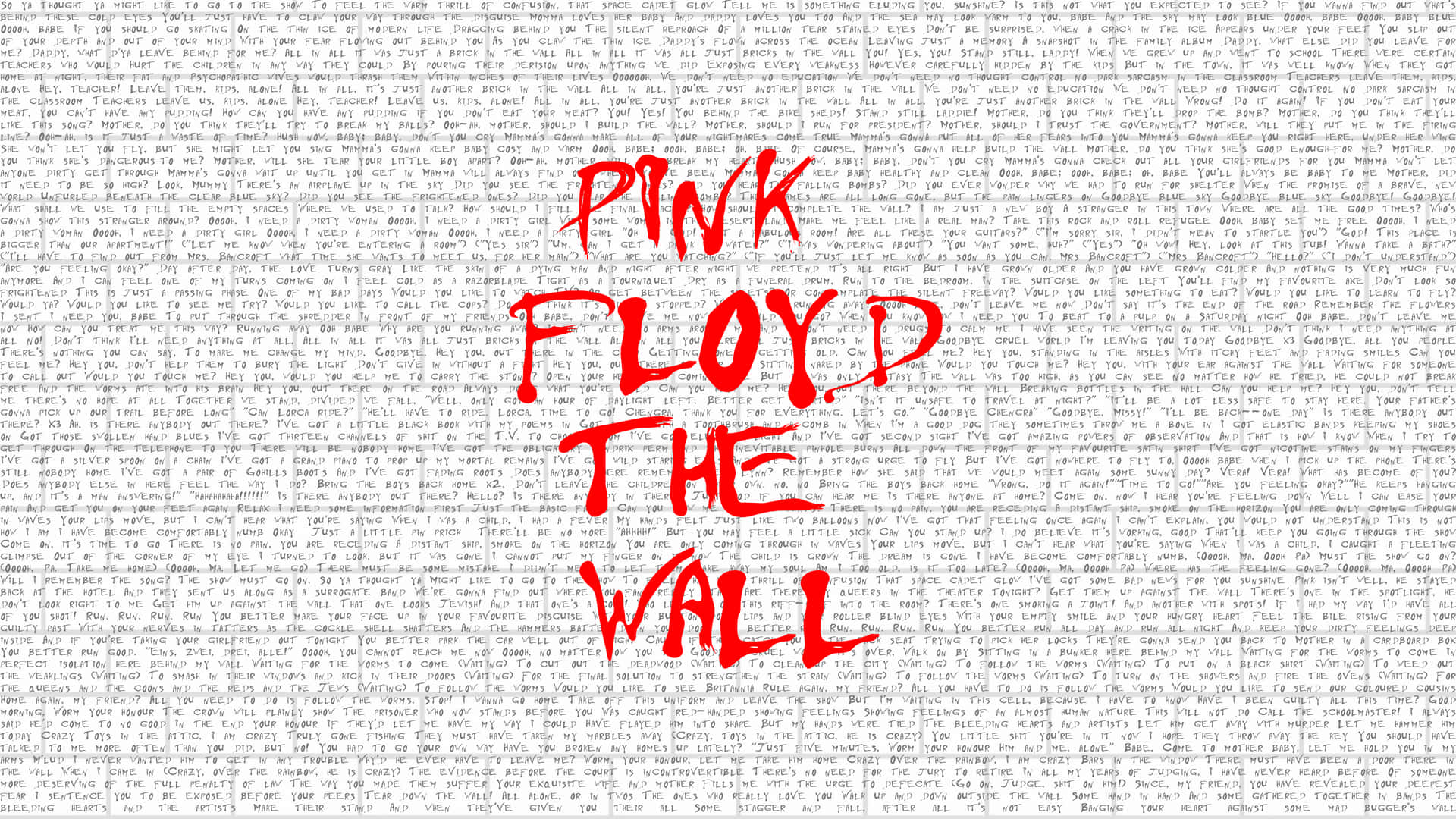 Pink Floyd's ikoniske album og film, The Wall, inspirerer denne rigt detaljerede computer baggrundsbillede. Wallpaper