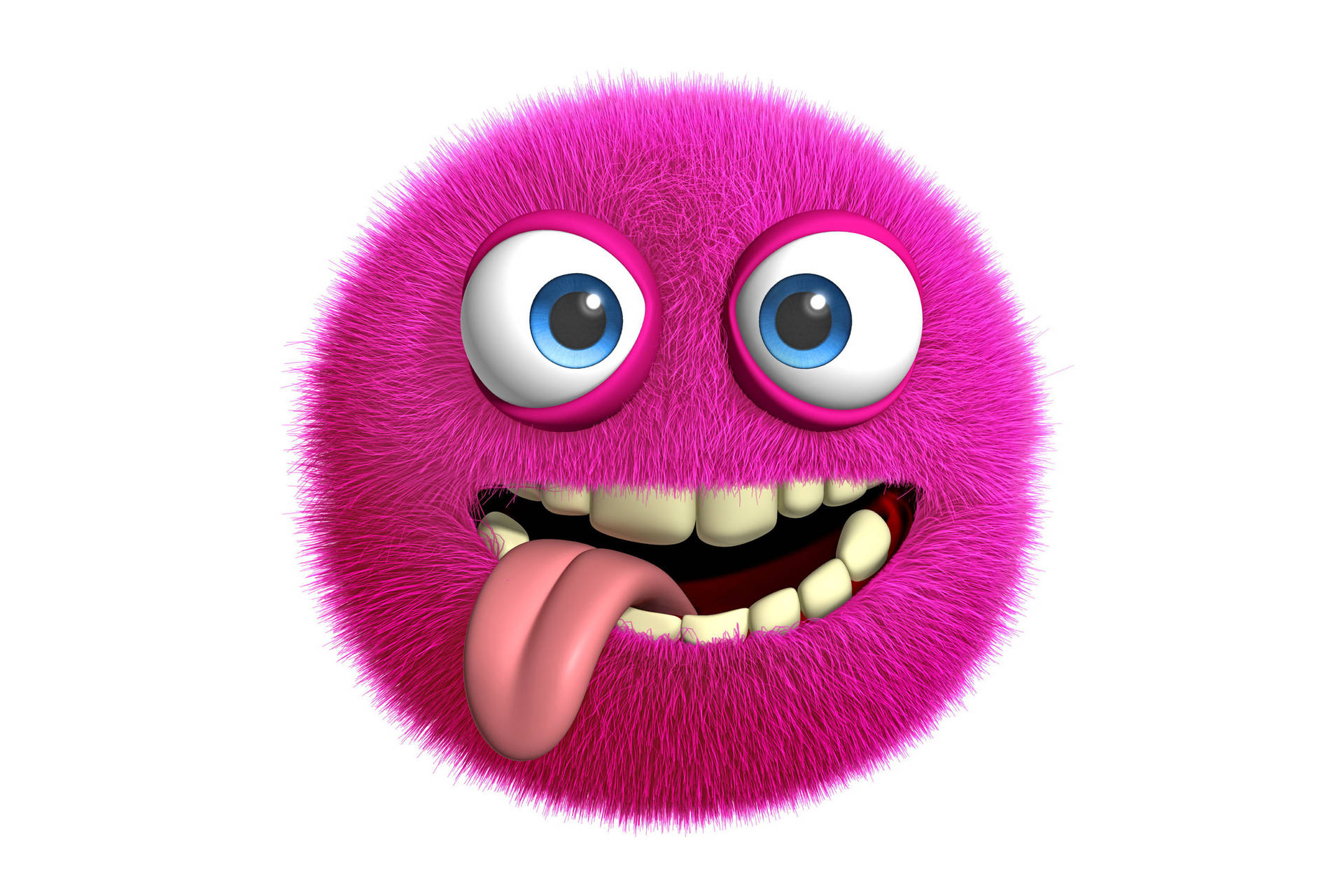 Rosafluffig Emoji Monster Söt Bärbar Dator Wallpaper