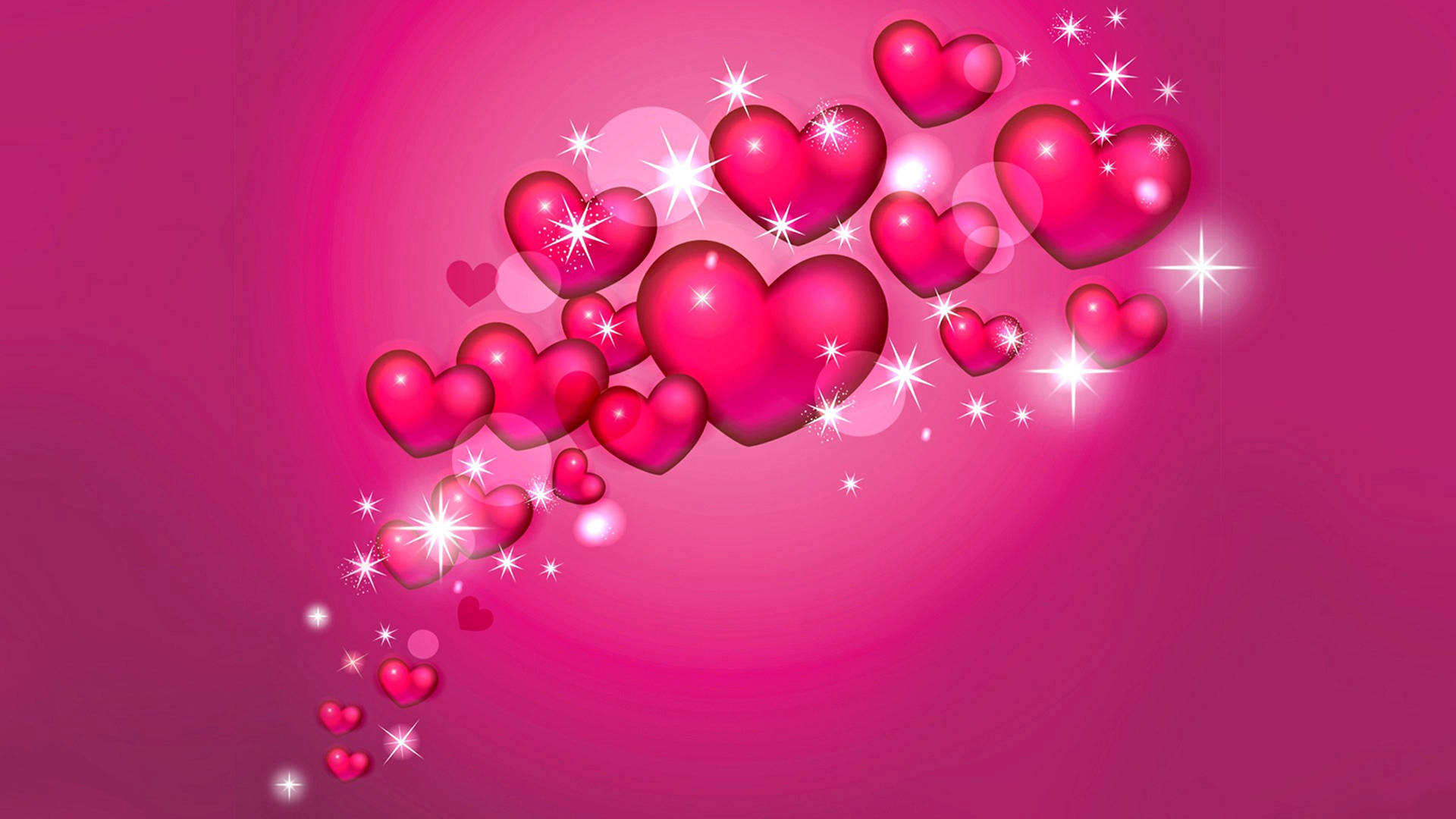 Pink Flying Hearts Sparkle Wallpaper