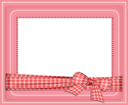 Pink Frame Black Center Checkered Bow PNG