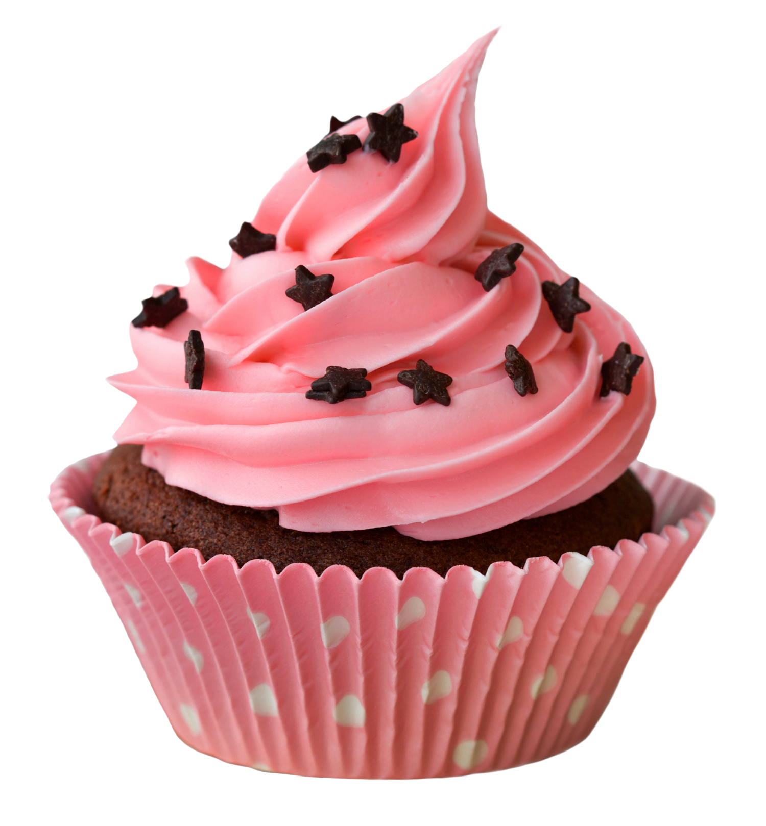Pink Frosted Chocolate Cupcakewith Sprinkles PNG