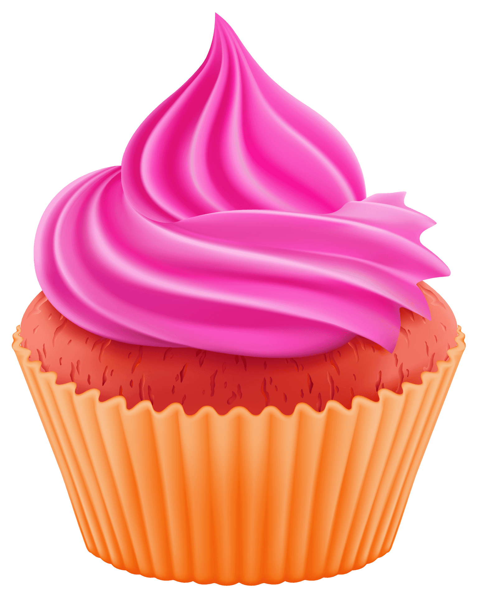 Pink Frosted Cupcake Illustration PNG