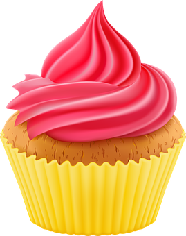 Pink Frosted Cupcake Illustration PNG