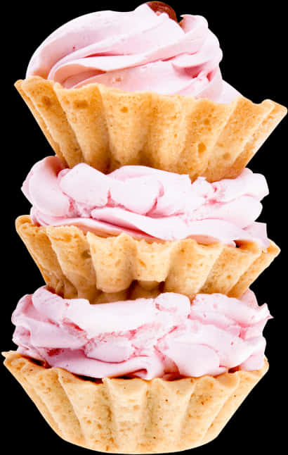 Pink Frosted Cupcake Stack PNG