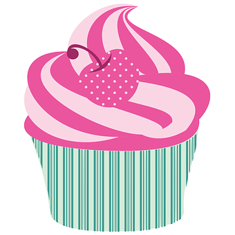 Pink Frosted Cupcake Vector PNG