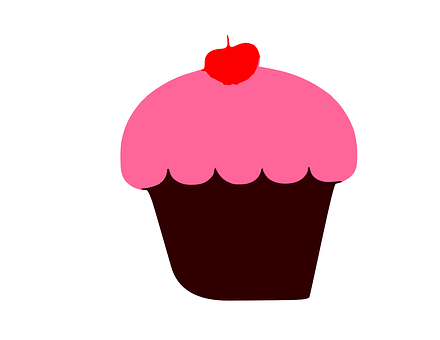 Pink Frosted Cupcake With Cherry PNG