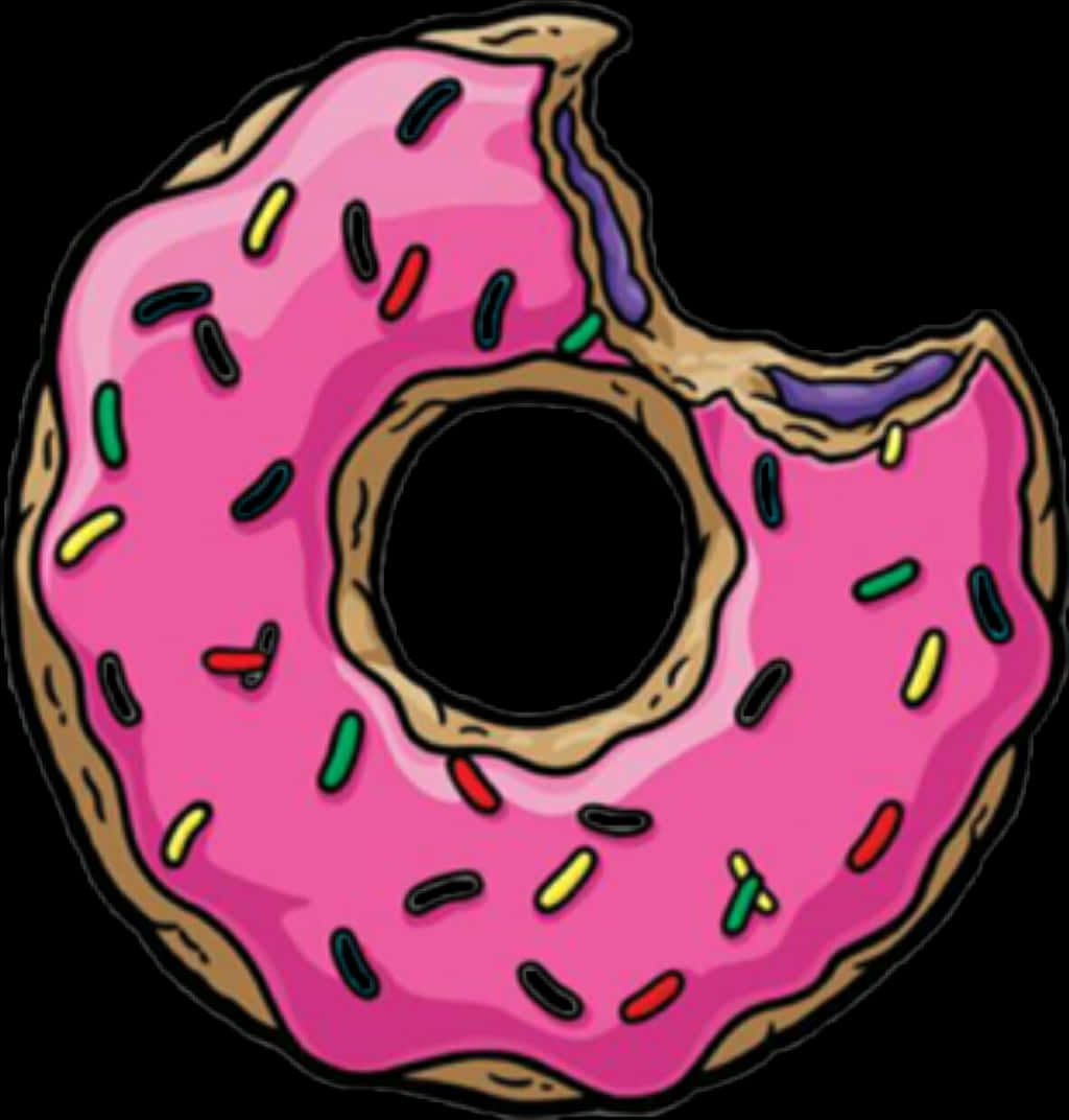Pink Frosted Sprinkled Donut Illustration PNG