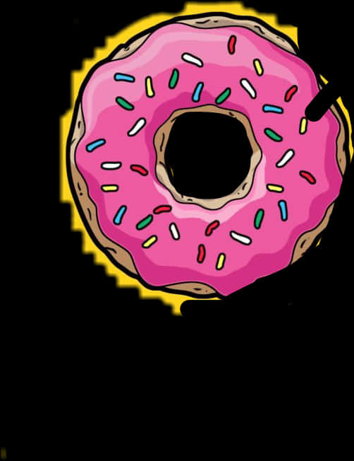 Pink Frosted Sprinkled Donut Illustration PNG