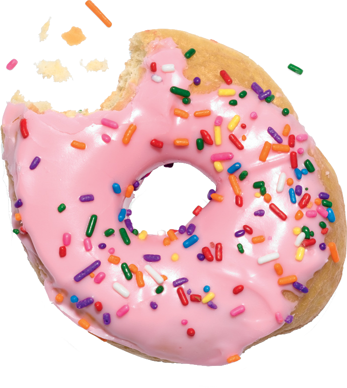 Pink Frosted Sprinkled Doughnut Bite PNG
