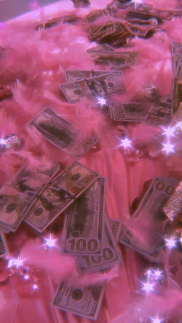 Pink Fur Money Glamour Wallpaper