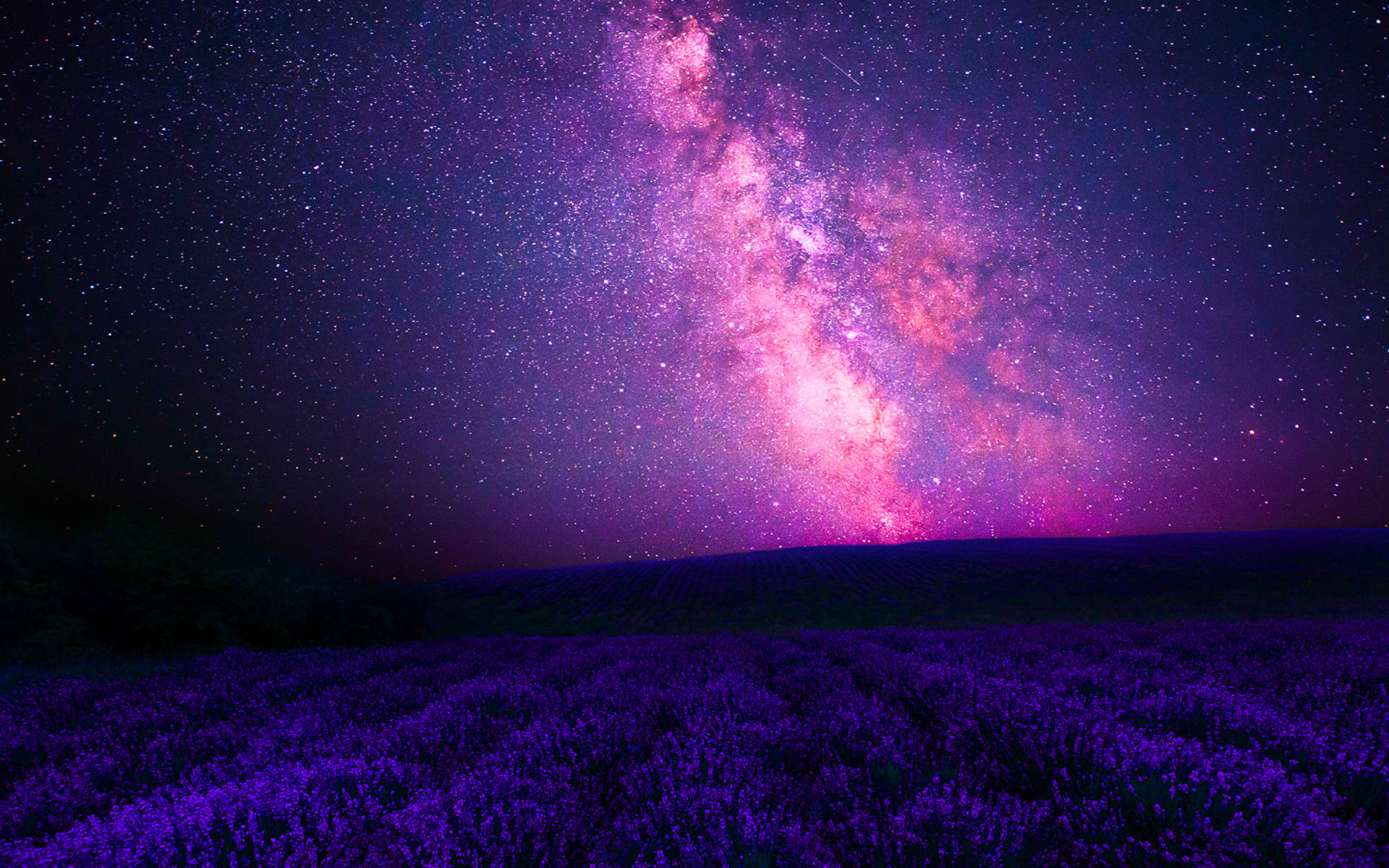 Pink Galaxy Over The Country Wallpaper