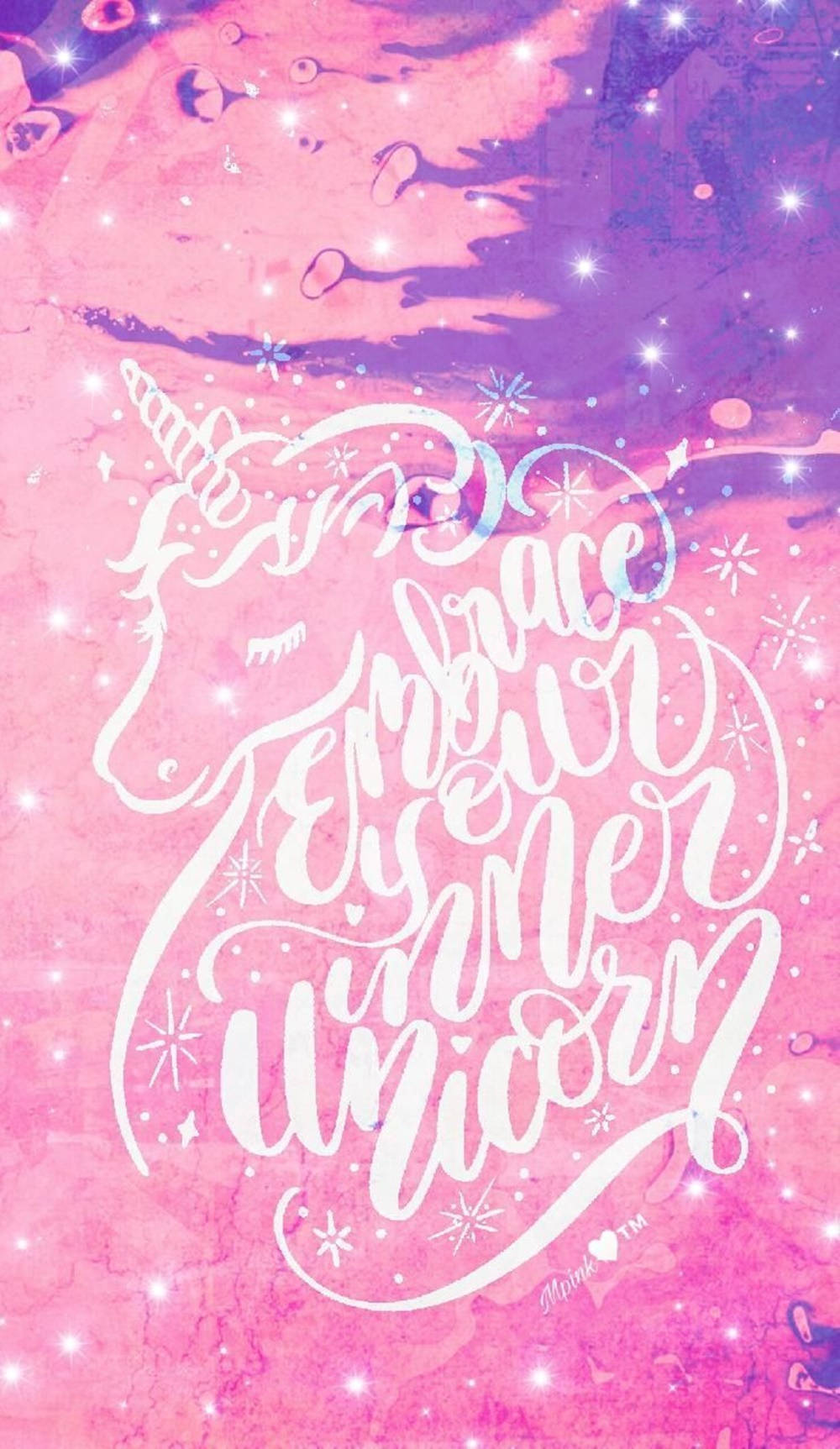 Pink Galaxy Unicorn With Quotes Background