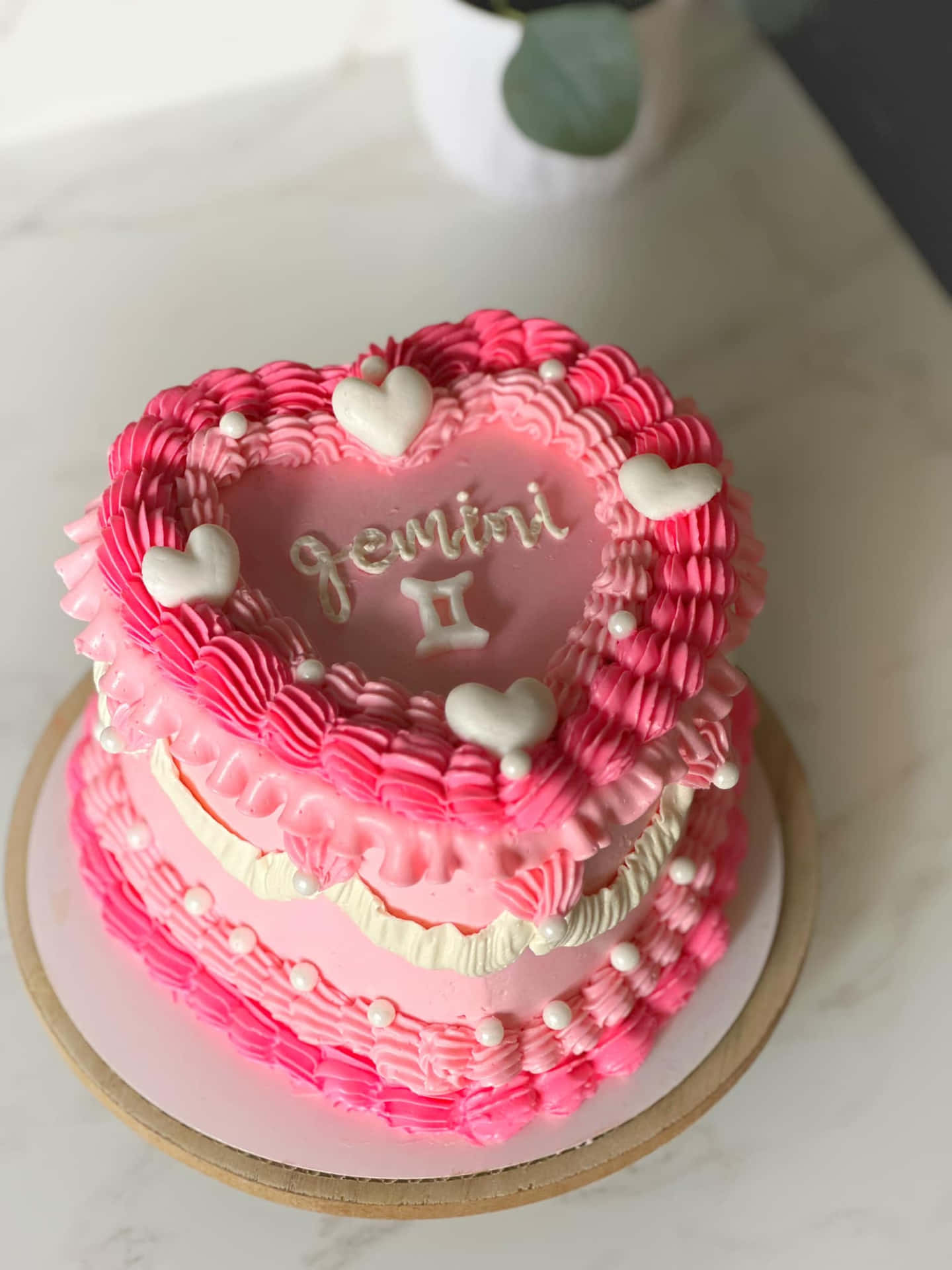Pink Gemini Themed Cake Wallpaper